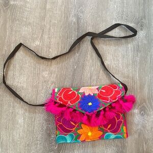 Guatemalan embroidered Colorful Floral Crossbody Bag